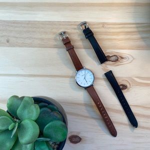 Leather classic fossil watch
